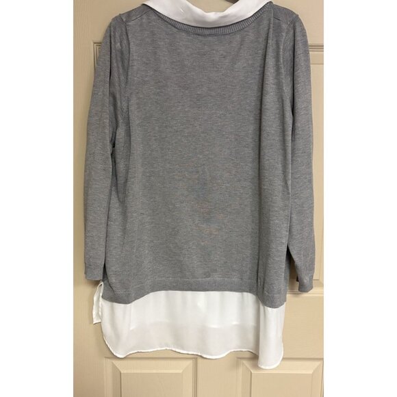 Adrianna Papell 2X Black Sweater Layered With Collared Shirt - Picture 4 of 4